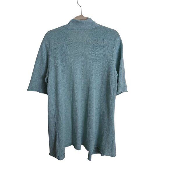 Eileen Fisher 100%Linen Mint Green Open Front Cardigan Sweater Size L - Picture 2 of 5